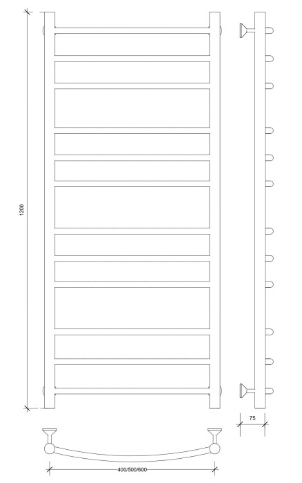 Полотенцесушитель водяной 120x50 Милан 3 (хром) Secado арт. 4603759406442