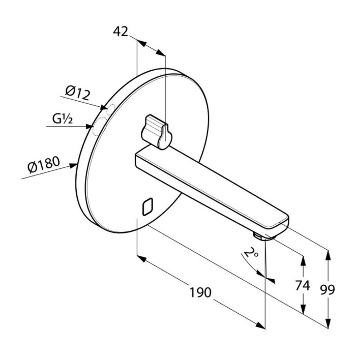 Электронный смеситель на умывальник, внешняя монтажная часть, рычаг регулировки температуры, для внутренней части 38 001 или 38 002, zenta sl Kludi, хром - 3850105