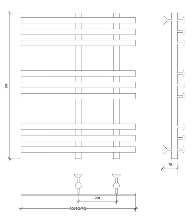 Полотенцесушитель водяной 80x20x70 Понтида 3 (хром) Secado арт. 4603777447731
