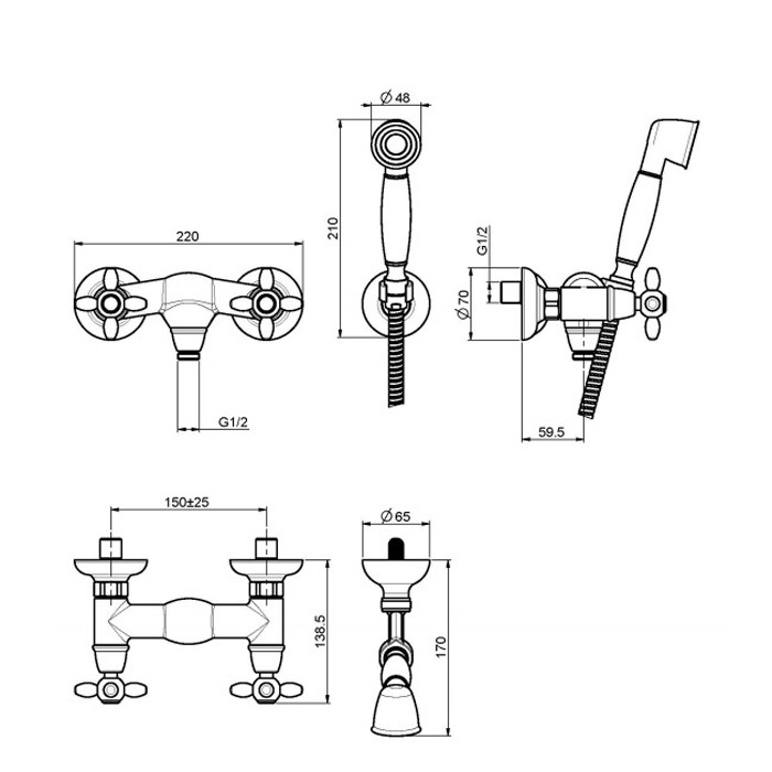 Fima Carlo Frattini Смеситель для душа внешнего монтажа с душевым комплектом, Olivia, F5005CR цвет: хром