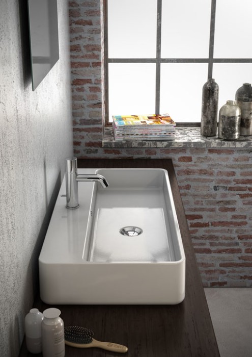 Накладная раковина с отверстием под смеситель, 80х41х14 см, Olympia ceramica Tratto, белый глянцевый арт. TRA4280101