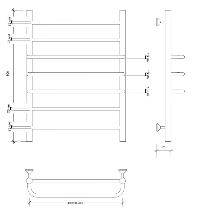 Полотенцесушитель водяной 80x50 Триест (хром) Secado арт. 4603777468439