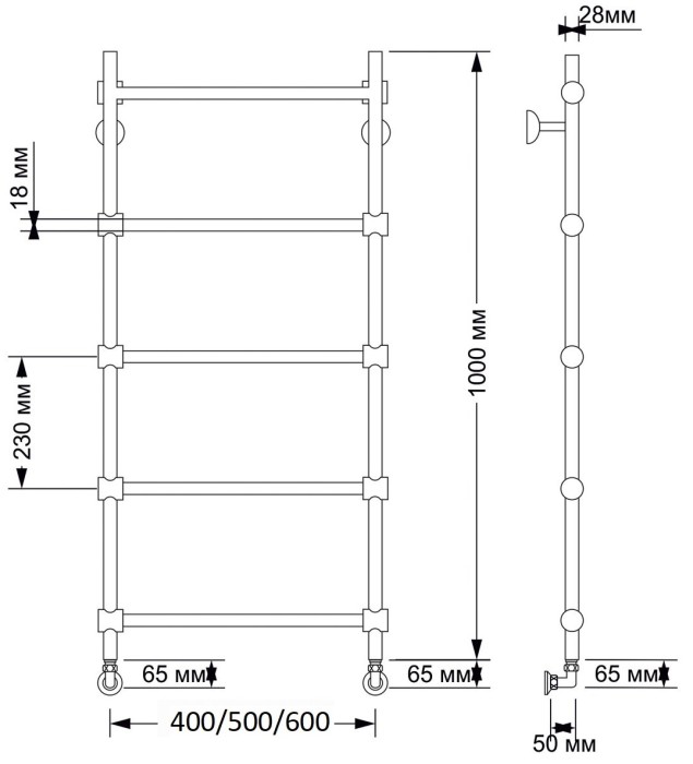 Полотенцесушитель водяной латунный 40x100 Флоренция 2 (бронза) Secado арт. 4603777460303