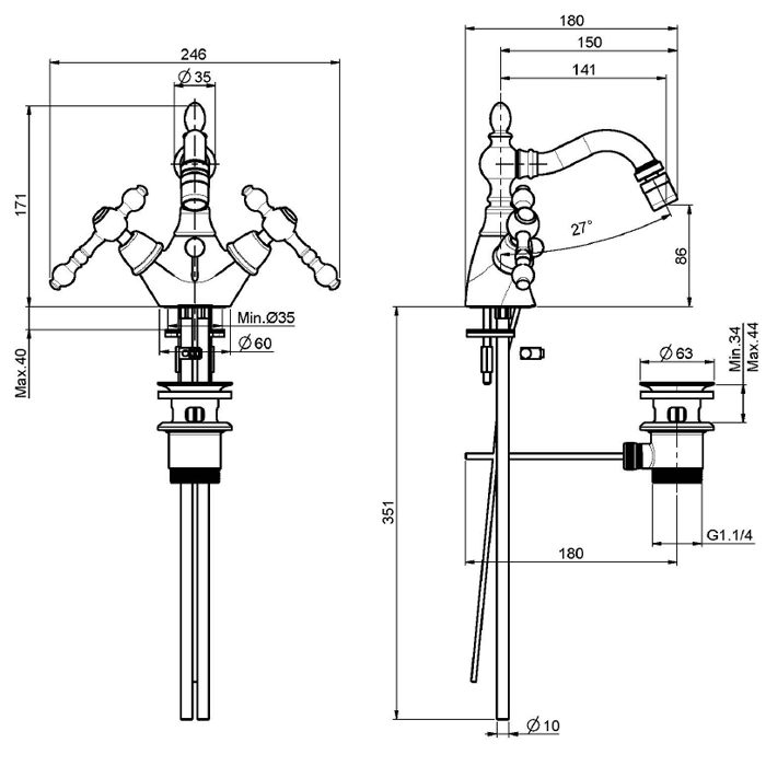 Fima Carlo Frattini Смеситель для биде F5062BR, Epoque, F5062BR цвет: бронза