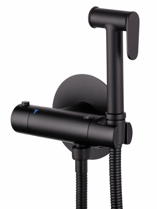 Смеситель с гигиеническим душем и термостатом встраиваемый, Wonzon & Woghand, WW-88819902-BGM цвет: графит