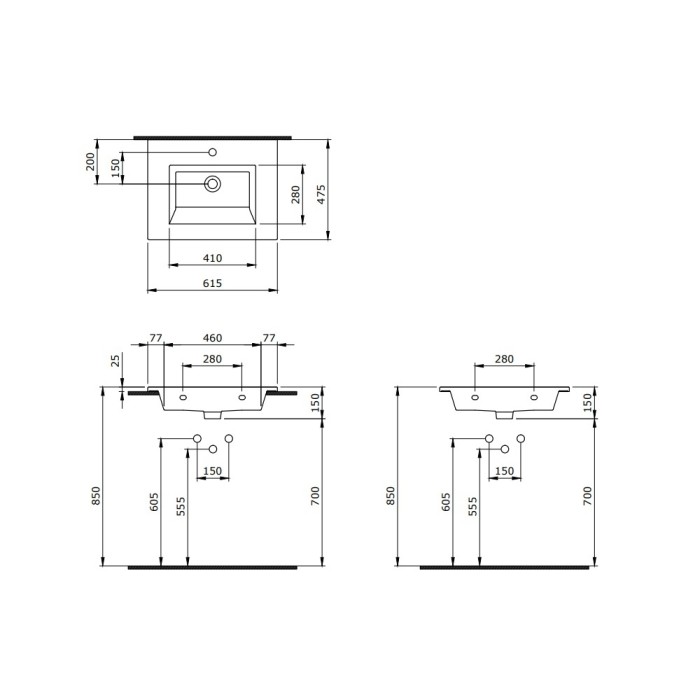 Раковина, прямоугольная, 61,5x47,5 BERGES Ego арт. 182004