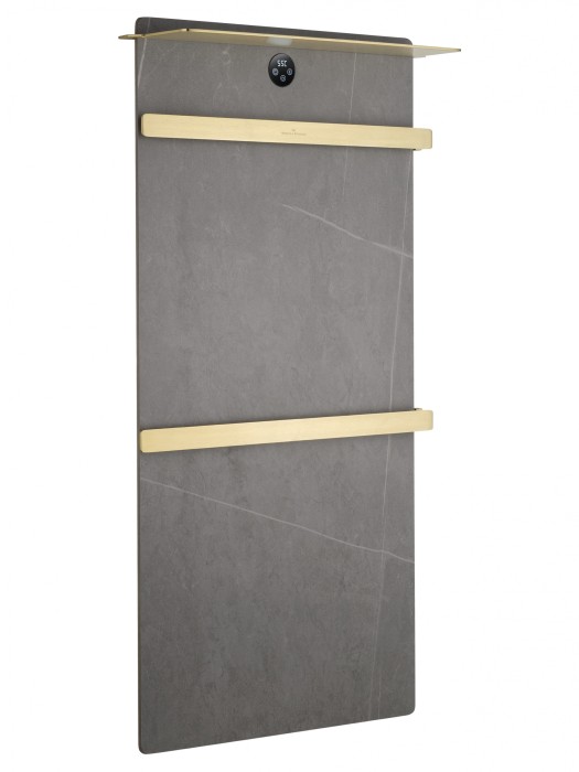 Полотенцесушитель электрический с каменной плитой Серый мрамор, Wonzon &amp; Woghand Stuttgart, WW-A504G-BG цвет: золото