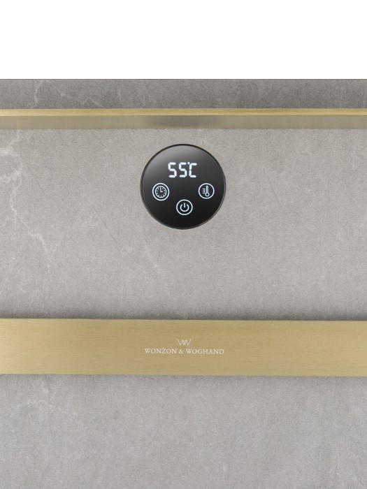 Полотенцесушитель электрический с каменной плитой Серый мрамор, Wonzon & Woghand Stuttgart, WW-A504G-BG цвет: золото