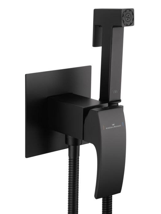 Смеситель с гигиеническим душем встраиваемый, Wonzon & Woghand Fit, WW-88829009-MB цвет: черный