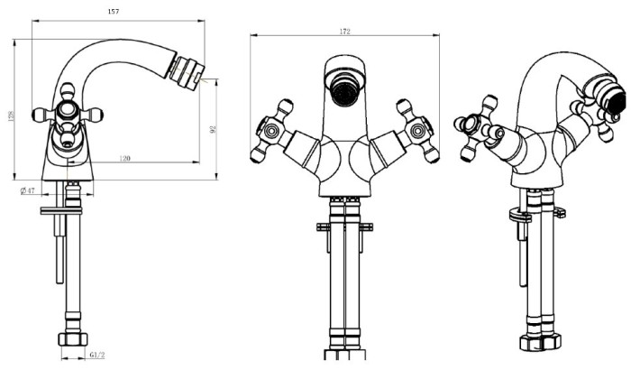 Смеситель для биде, хром, Satine Boheme 276-ST