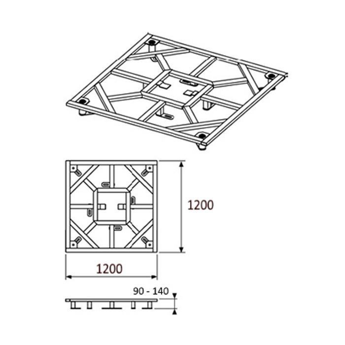 Монтажная рама,1200х1200 н=90-140мм, drainboard TECE арт. 681120
