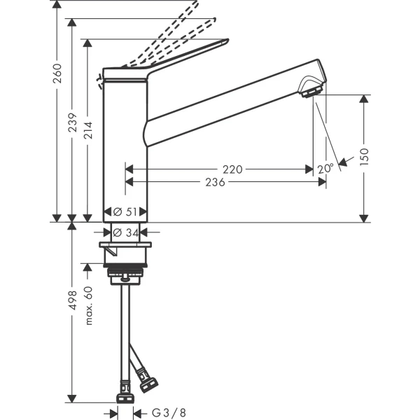 Смеситель для кухни, с поворотным изливом, Hansgrohe Zesis M33, хром арт. 74813000