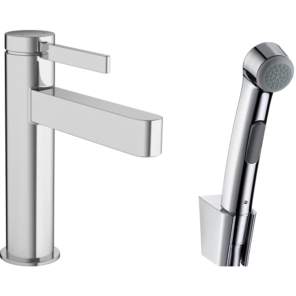 Смеситель для раковины со сливным гарнитуром и гигиеническим душем, Hansgrohe Finoris, хром арт. 76210000
