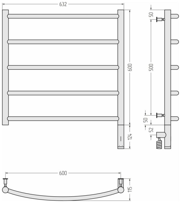Сунержа Электрический полотенцесушитель 1200x400, Галант 3.0, 032-5801-6060 цвет: матовое золото