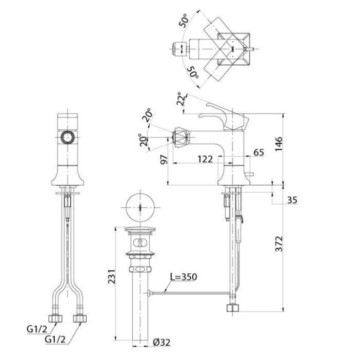 Смеситель для биде, GC TOTO, TRG08301R цвет: хром