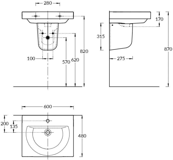 Полупьедестал подвесной 32,7x26,2см, Pro Kerama Marazzi, белый - PRO.hcol.02