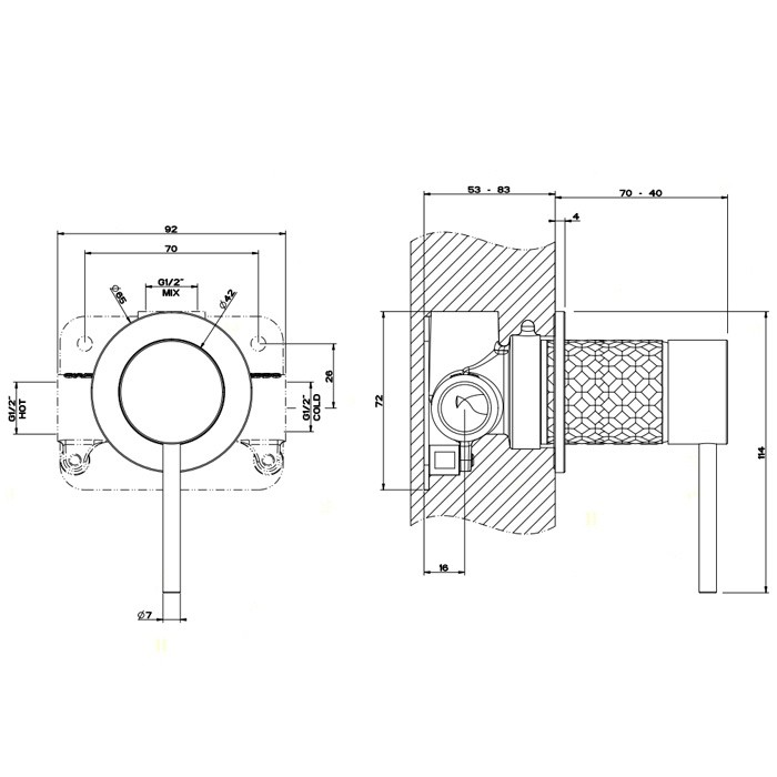 Смеситель для душа, встраиваемый, Gessi 316, black xl арт. 54119#299