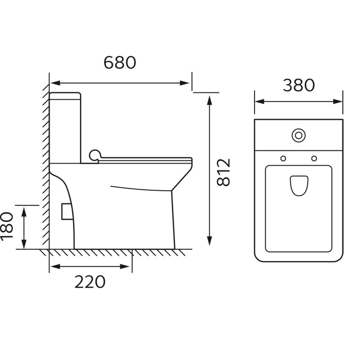 Унитаз-компакт 380х680х812 напольный, безободковый с быстросъемным сиденьем микролифт, Azario Glory арт. AZ-49