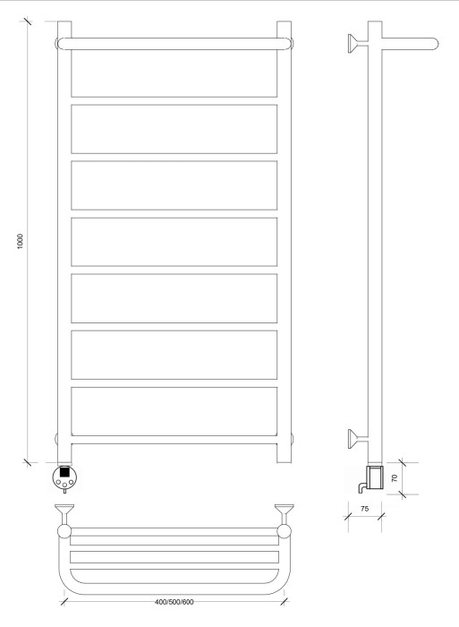 Полотенцесушитель электрический 100x40 Триада 1 СП Secado арт. 4673739242414