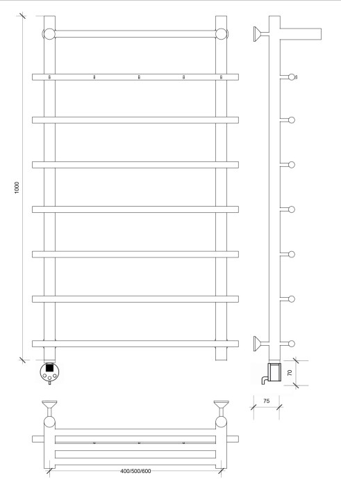 Полотенцесушитель электрический 100x50x60 Турин 1 КСП Secado арт. 4673739244340