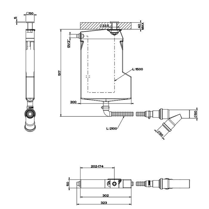 Система сбора воды для ручного душа с убирающимся шлангом при монтаже на борт ванны, Gessi Rettangolo, 01767#707 цвет: черный
