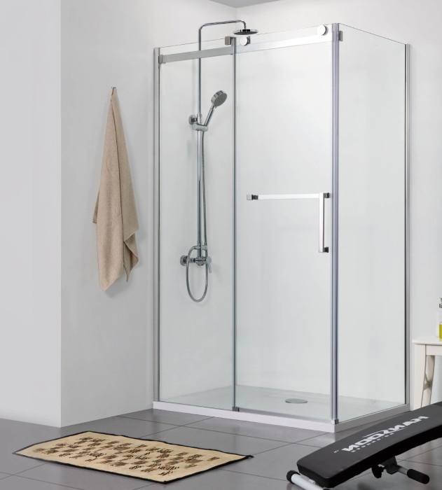 Душевое ограждение 800х1200х2000 L, без поддона, прозрачное стекло 8 мм, цвет профиля серебро  Vancouver, Azario арт. AZ-NKF1131 L 800