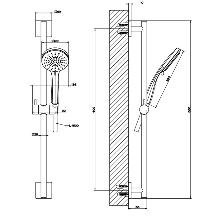 Душевой гарнитур, с ручным душем, на 3 позиции, шланг 1,5м, Gessi Emporio shower, хром арт. 47318#031