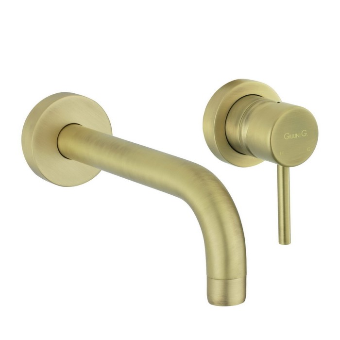 Смеситель для раковины настенного монтажа, без донного клапана, Giulini Futuro, бронза матовая арт. 6520-25BROP