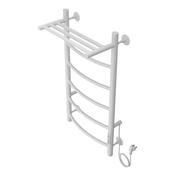 Полотенцесушитель электрический 400/800 5 секций, с полкой, диммер справа, белый, Verona Azario - AZ04848PW