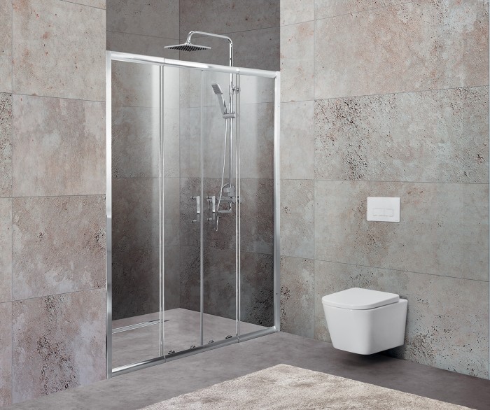 Душевая дверь в нишу 150x190 BelBagno, глянцевый хром, Unique арт. UNIQUE-BF-2-150/180-C-Cr