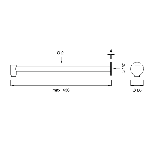 Кронштейн для верхнего душа CeaDesign 43см настенный, цвет сатинированная сталь арт. BRA01 S