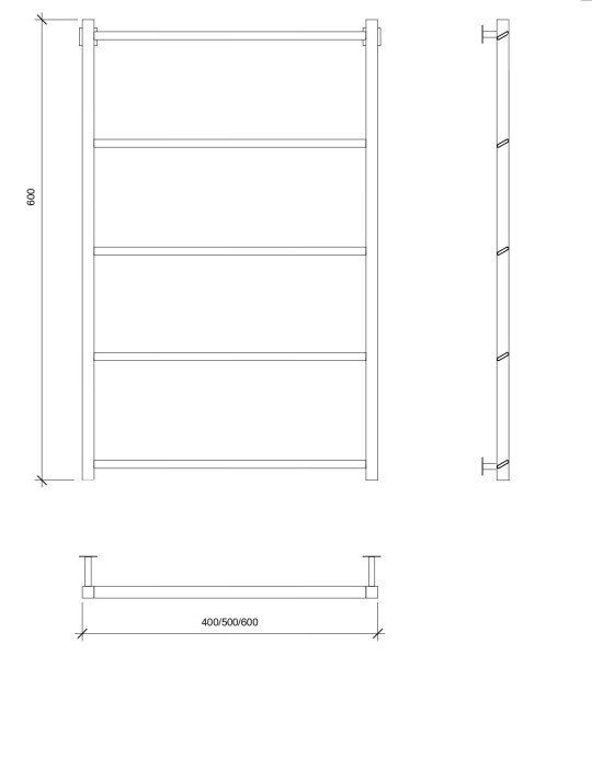 Полотенцесушитель водяной 60x40 Корсико Grado (черный) Secado арт. 4673739251379
