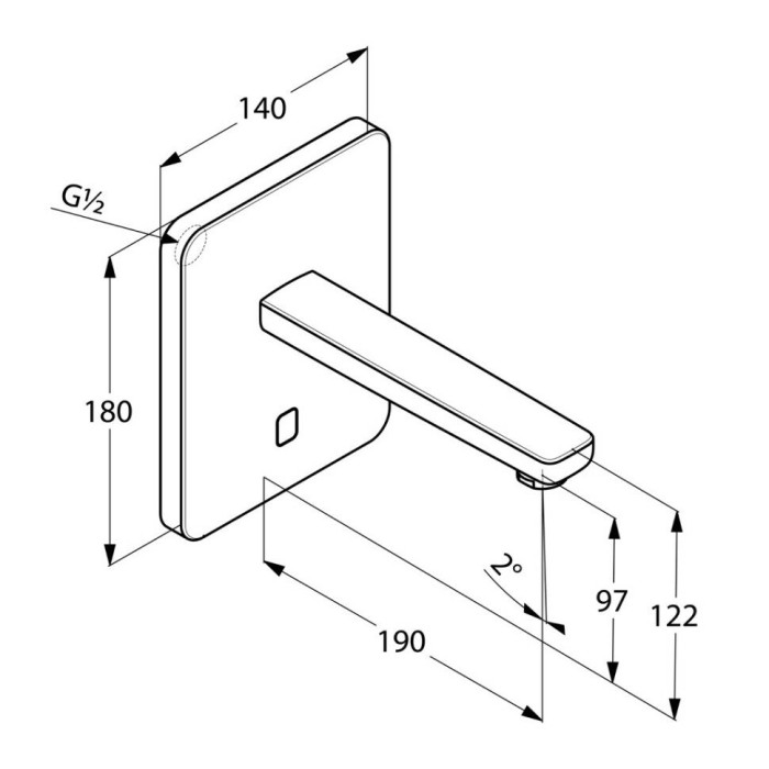 Электронный смеситель на умывальник, внешняя монтажная часть, для внутренней части 38 003 или 38 004, zenta sl Kludi, хром - 3850205