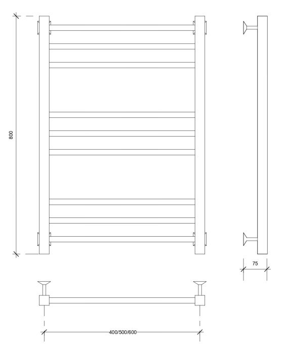 Полотенцесушитель водяной 80x40 Модена 3 (хром) Secado арт. 4603759401805