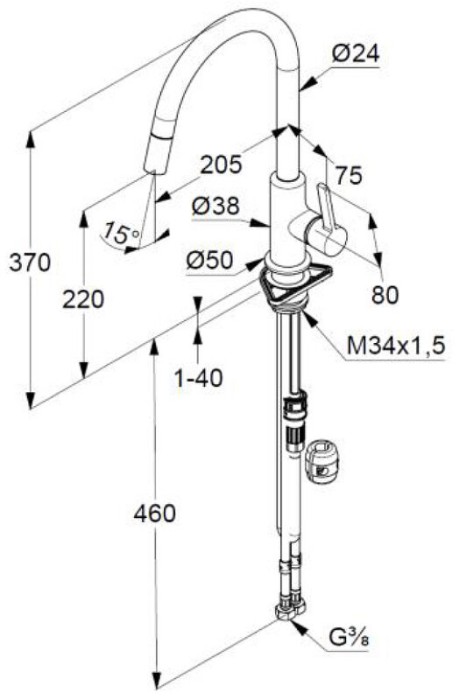 Кухонный смеситель, выдвижной излив, bingo star xs Kludi, хром, белый матовый - 468519378