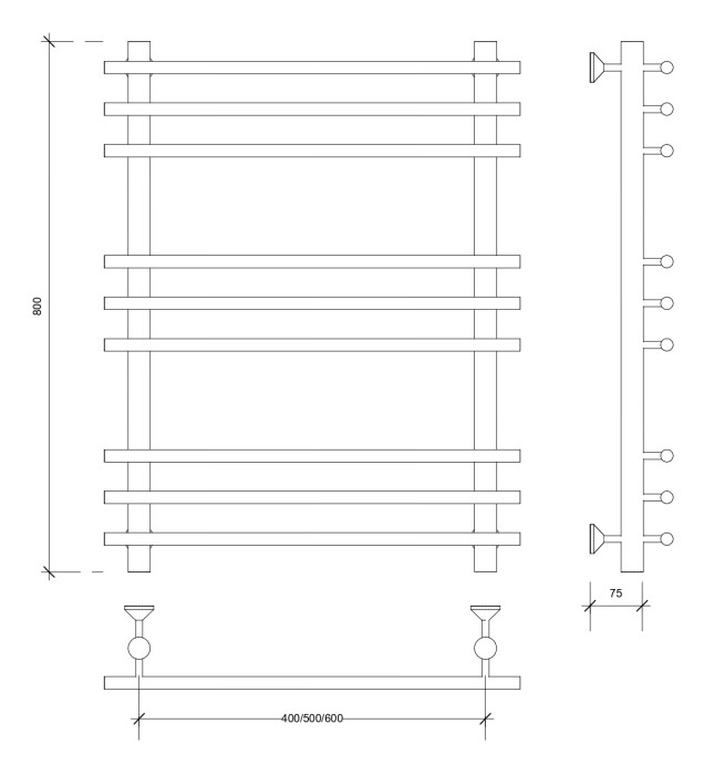 Полотенцесушитель водяной 80x40x50 Турин плюс (хром) Secado арт. 4603777447342