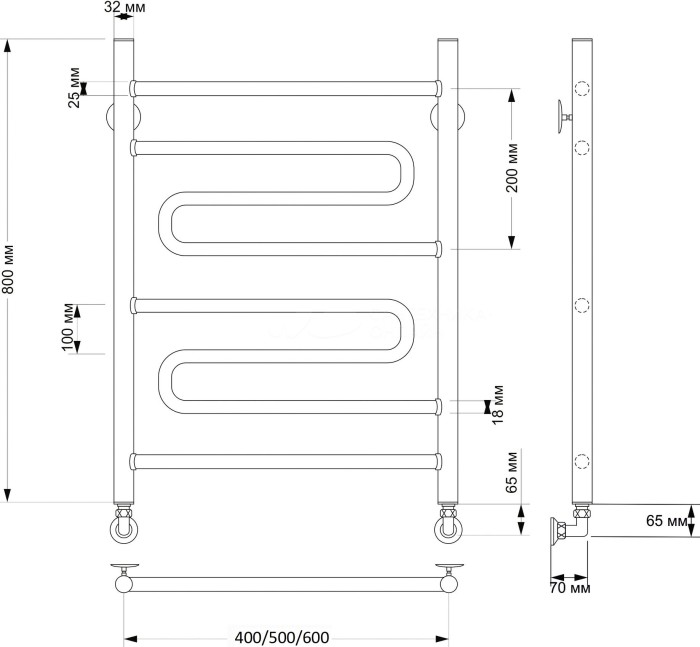 Полотенцесушитель водяной латунный 50x80 Валенсия 2 (бронза) Secado арт. 4603777476687