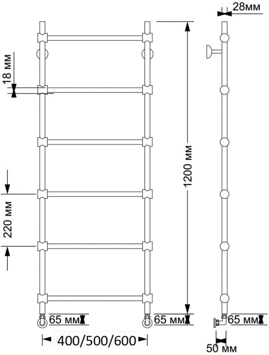 Полотенцесушитель водяной латунный 40x120 Флоренция 2 (бронза) Secado арт. 4603777460310