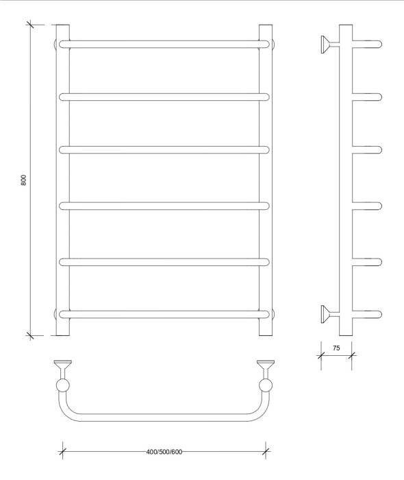 Полотенцесушитель водяной 80x40 Мерида 1 (черный) Secado арт. 4673739225059