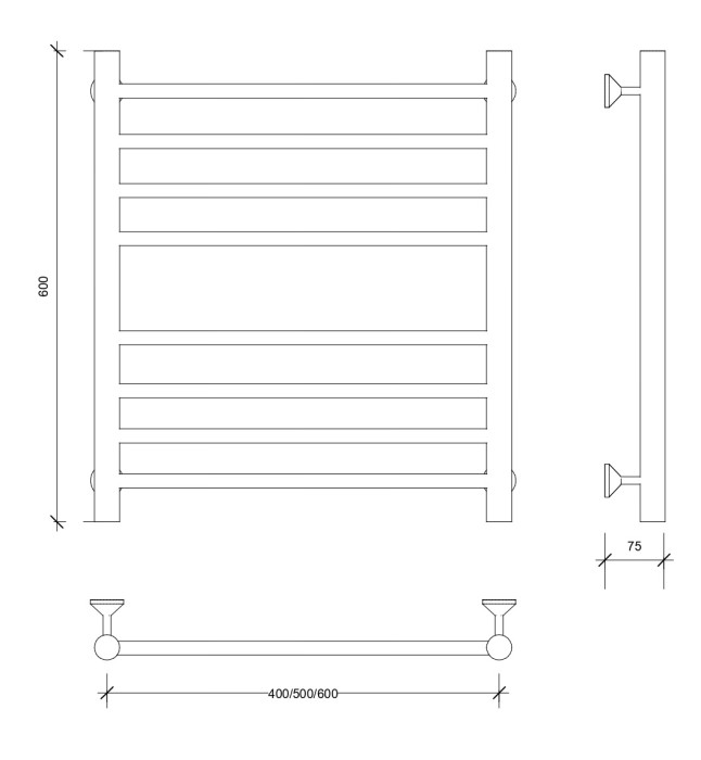 Полотенцесушитель водяной 60x60 Триада 4 (черный) Secado арт. 4673739229187