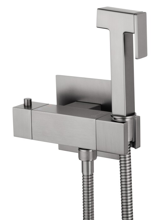 Смеситель с гигиеническим душем и термостатом встраиваемый, Wonzon & Woghand, WW-88819903-BGM цвет: графит