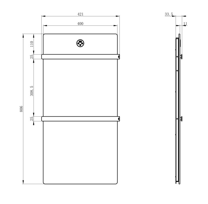 Полотенцесушитель электрический с каменной плитой Серый мрамор, Wonzon & Woghand Stuttgart, WW-A502-BR цвет: никель