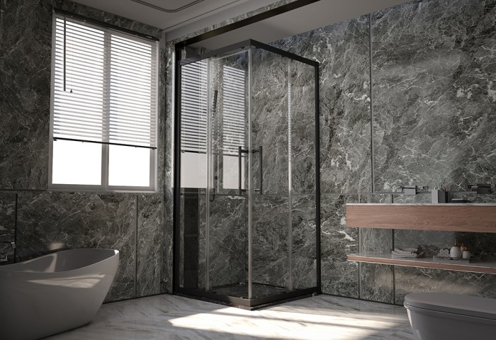 Душевой угол 1200Х900x2000 Veconi Premium Trento, черный матовый, стекло прозрачное арт. PTC20-B-12090-01-C4
