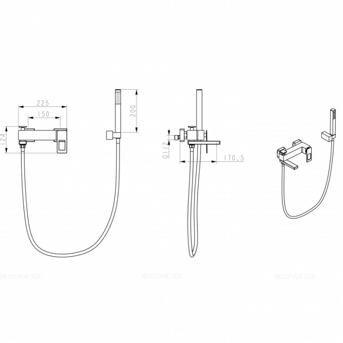 Смеситель для ванны ChromeUW Q Boheme 143-CRUW