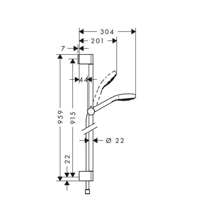 Душевой гарнитур Multi со штангой 90см Croma Select S Hansgrohe, белый, хром арт. 26570400