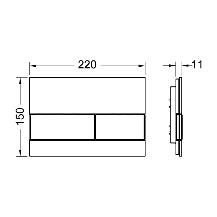 Панель смыва с двумя клавишами стеклянная, нержав. Сталь, square TECE арт. 9240806