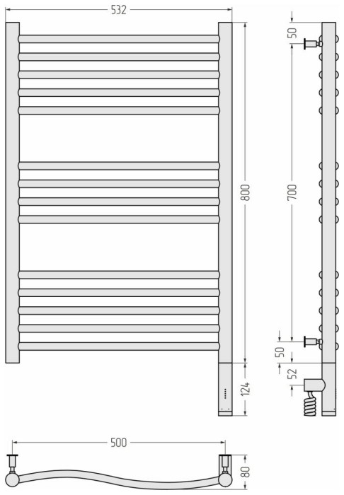Сунержа Электрический полотенцесушитель 800x400, Флюид 3.0, 020-5821-8050 цвет: шампань