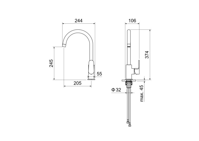 Смеситель для кухни, Aquatek Оберон, черный арт. AQ1282MB