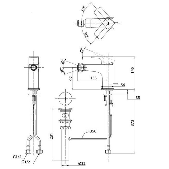 Смеситель для биде, GE TOTO, TRG07301R цвет: хром