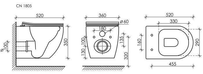 Подвесной унитаз с сиденьем Ceramicanova Mia, белый арт. CN1805